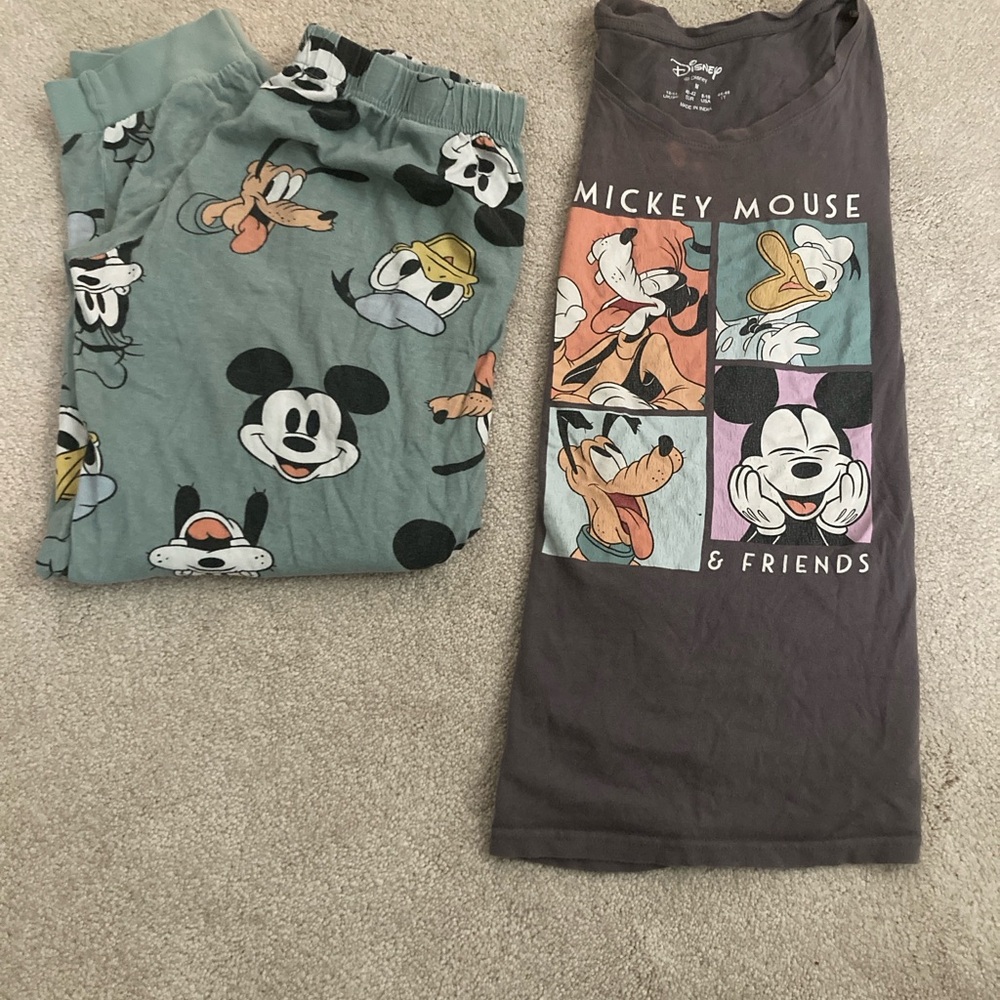 Disney Mickey Mouse & Friends Pajama Set - Gray and Teal